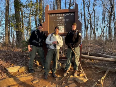 Tim, Jim and Terry on our coming back from the night Hike at Table Rock. We started the hike at 3am to see the sunrise
